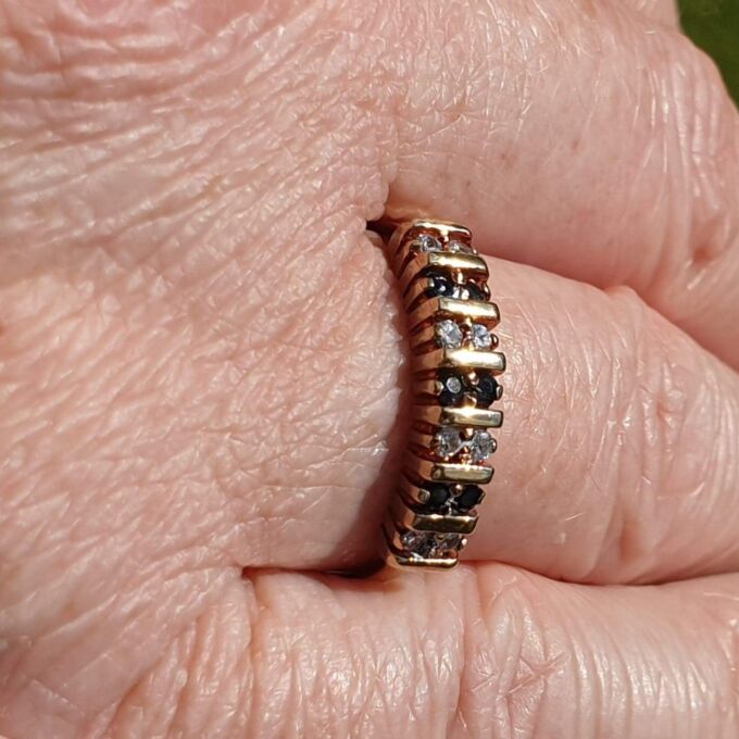 Sapphire and Paste Duo Stone Band in 9ct Gold,  a UK N or a US 7.