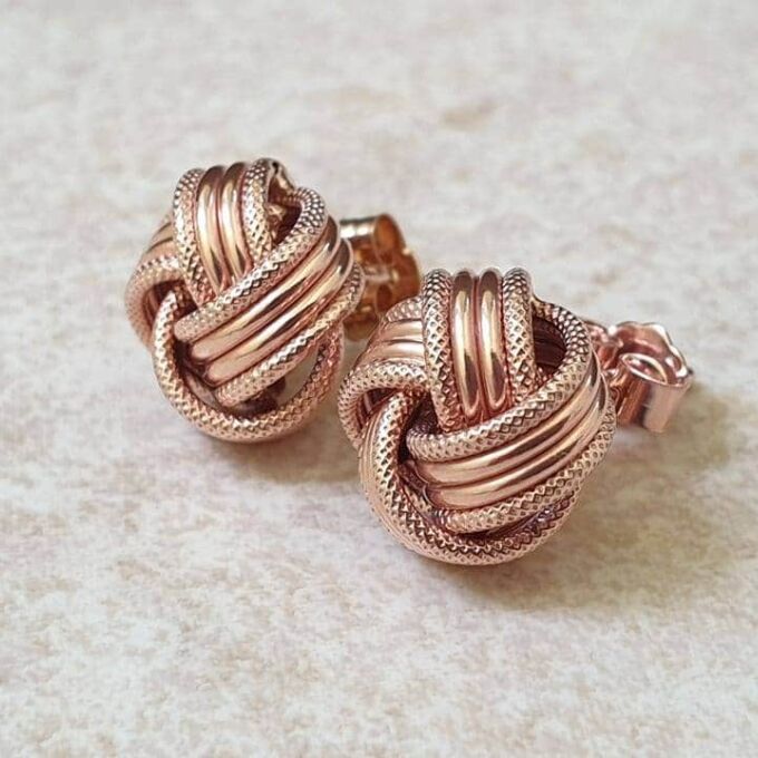 Knot Design Stud Earrings in 9ct Rose Gold