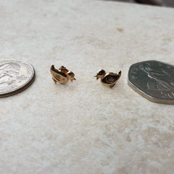 Fun Duck Earrings in 9ct Gold.