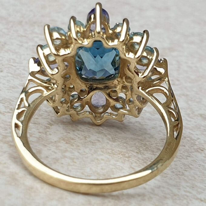 Reserved – Multistone Dress Ring in 9ct Gold,  a UK M 1/2 or a US 6 3/4.