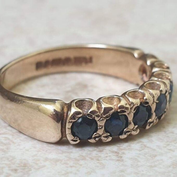 Blue Sapphire Stacking Eternity Band in 9ct Gold,  a UK K 1/2 or a US 5 3/4.