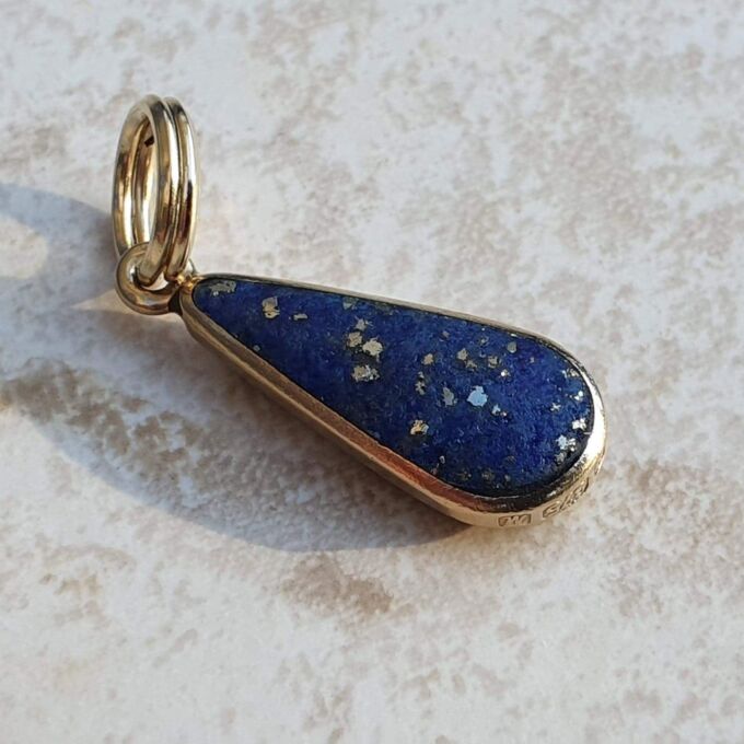Double Sided Lapis Lazuli Pendant in 9ct Gold by DSW