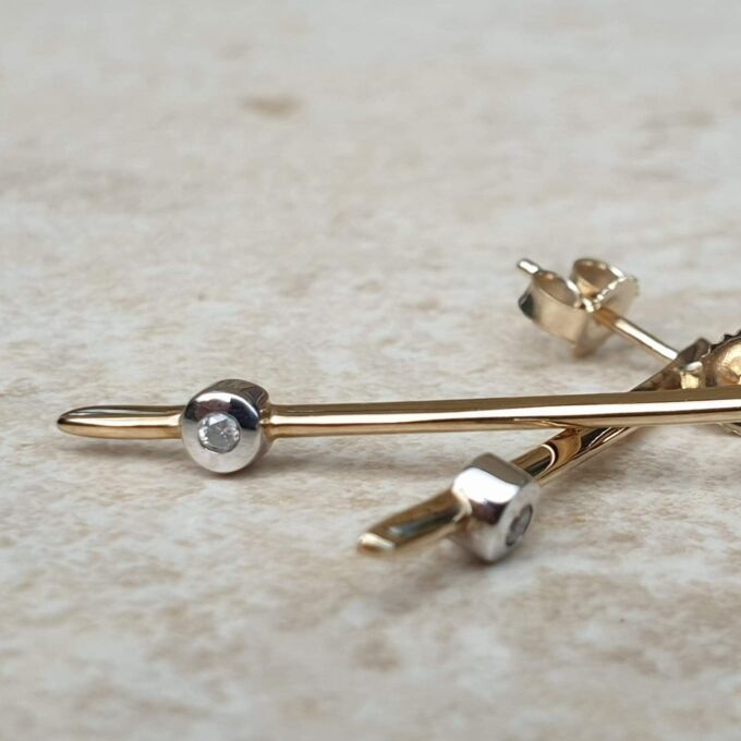 Bar Drop Diamond Earrings in 9ct Gold
