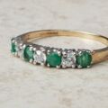 Sparkly Green and White CZ Ring in 9ct Gold, a UK P or a US 8.