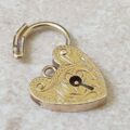 Zig Zag Engraved Heart Padlock in 9ct Gold