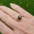 Black Synthetic Sapphire Ring with Ruby in 9ct Gold.