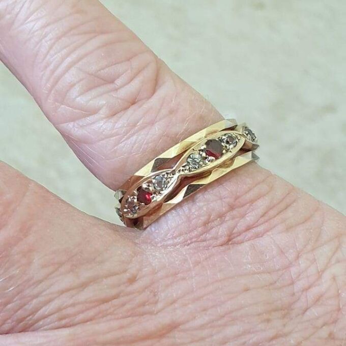 Garnet and Spinel Full Eternity Ring in 9ct Gold