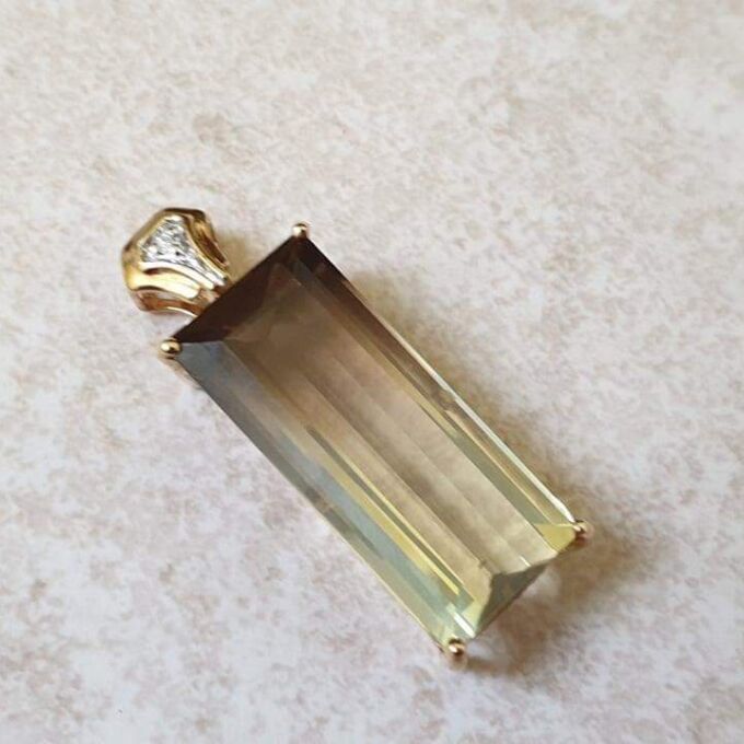 Bi Coloured Quartz Pendant in 9ct Gold