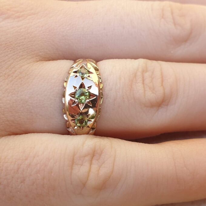 Peridot Gypsy Ring in 9ct Rose Gold,  a UK L 1/2 or a US 6.