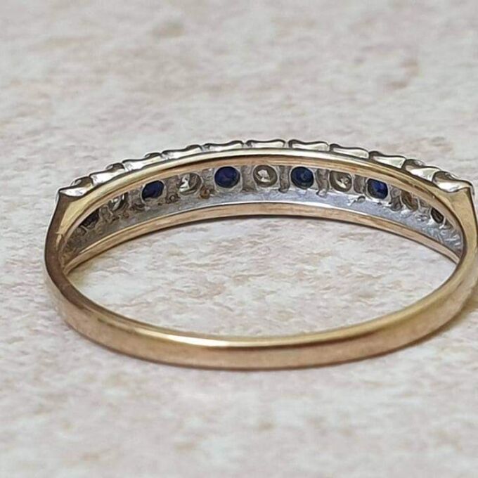 Spinel and Diamond Half Eternity Stacking Ring in 9ct Gold, a UK L or a US 6