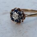 Flower Sapphire and Diamond Rose Ring in 9ct Gold, a UK J 1/2 or a US 5 1/4.