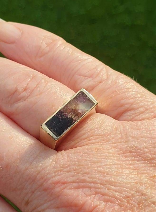 Derbyshire Blue John Signet Ring in 9ct Gold.