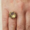 Fancy Round Quartz Solitaire Ring in 9ct Gold, a UK N or a US 7