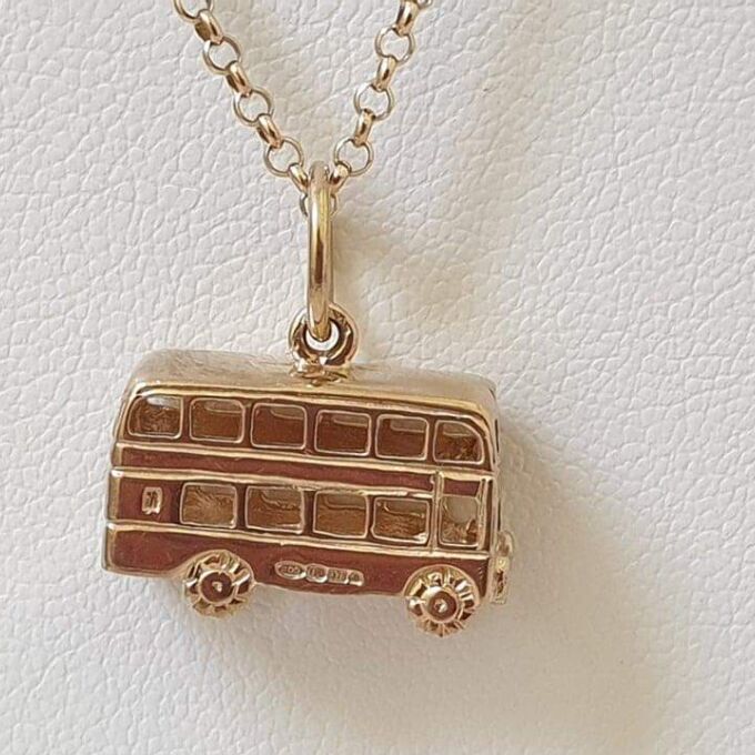 Double Decker Bus Pendant in 9ct Gold.