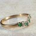 Emerald and Diamond Chevron or Wishbone Ring in 9ct Gold, a UK M or a US 6 1/2