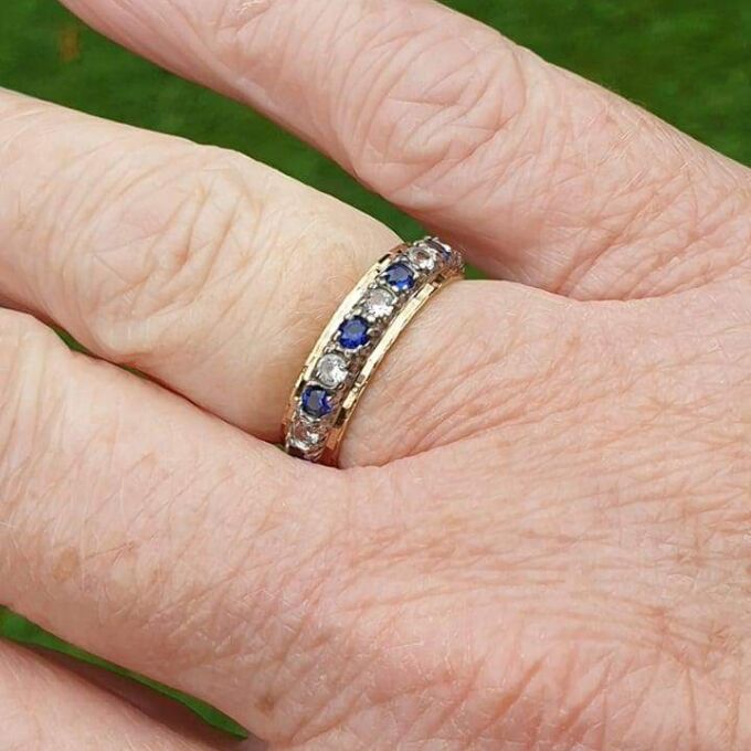 Synthetic Spinel Full Eternity Ring in 9ct Gold.