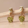Peridot Heart Drop earrings in 9ct Gold
