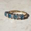 Bright Swiss Blue Topaz and Diamond Band in 9ct Gold, a UK J 1/2 or a US 5 1/4.