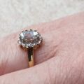 Aquamarine and Diamond Cluster Ring in 9ct Gold,  a UK M 1/2 or a US 6 3/4.