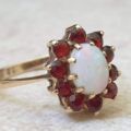 Opal and Garnet Cluster Ring in 9ct Gold.