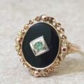 Vintage Onyx Ring in 10k Rose and Yellow Gold, a UK J or a US 5