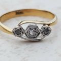 Art Deco Trilogy Diamond Ring in 18ct Gold & Platinum, a UK J 1/2 or a US 5 1/4.