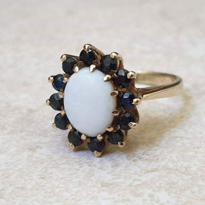 Opal and Sapphire Cluster Ring in 9ct Gold.