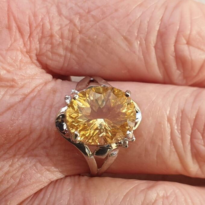 Big Fancy Citrine in 9ct White Gold.