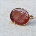Carnelian Intaglio Centurion Fob Pendant in 9ct Gold.