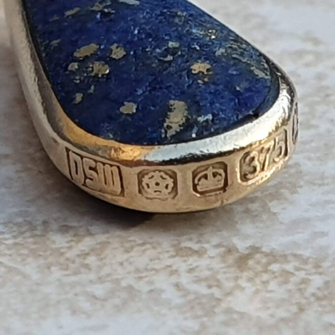 Double Sided Lapis Lazuli Pendant in 9ct Gold by DSW