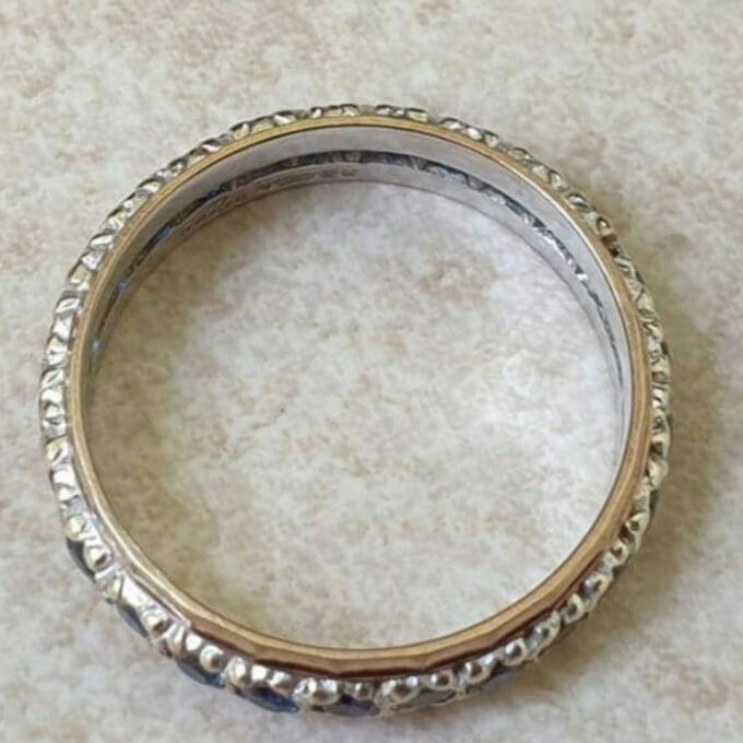 Synthetic Blue Spinel Full Eternity Ring in 9ct Gold, a UK P or a US 7 3/4