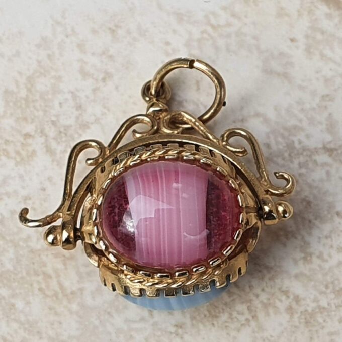 Three Colour Spinning Fob Pendant in 9ct Gold