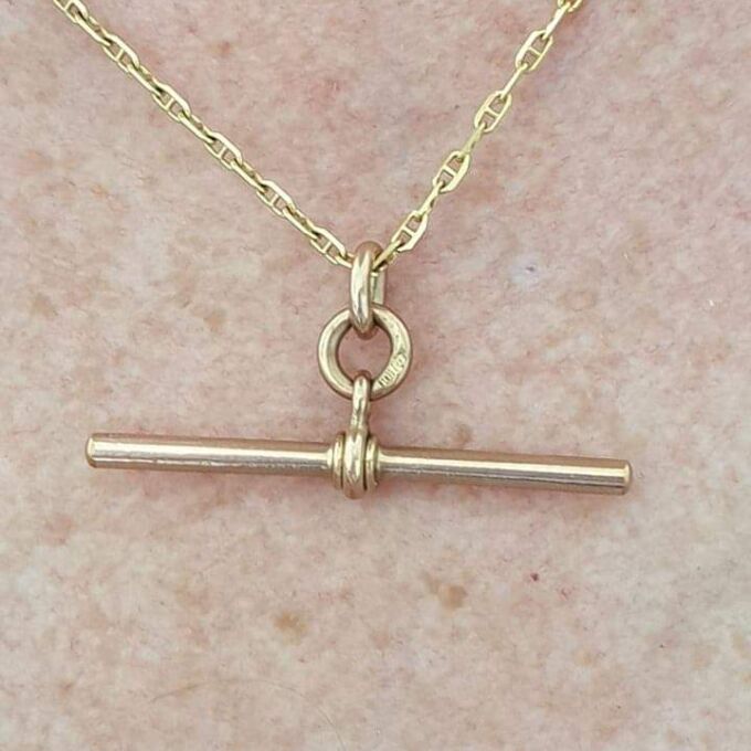 Large Albert or T Bar Fob in 9ct Rose Gold