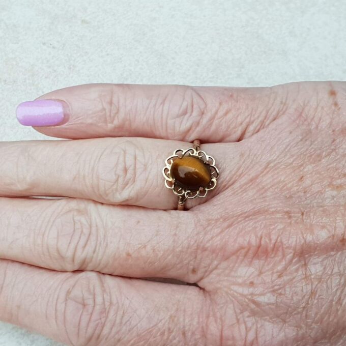 Fancy Tigers Eye Ring in 9ct Gold, a UK L or a US 6.