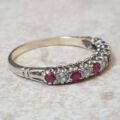Ruby Half Eternity Stacking Band in Silver.