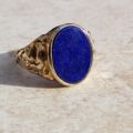 Large Lapis Lazuli Signet Ring in 9ct Gold, a UK S 1/2 or a US 9 3/4.