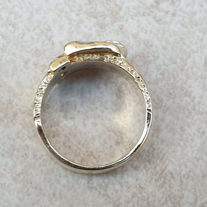 Tiny Pinky Finger Buckle Ring in 9ct Gold,  a UK size F or a US 3 1/4.