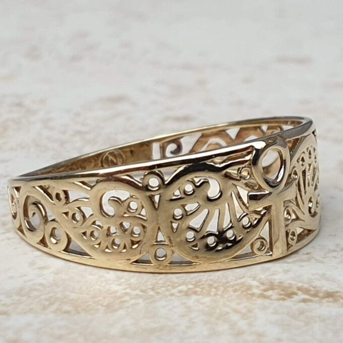 Ankh Patterned Ring in 9ct Gold, a UK P 1/2 or a US 8 1/4.