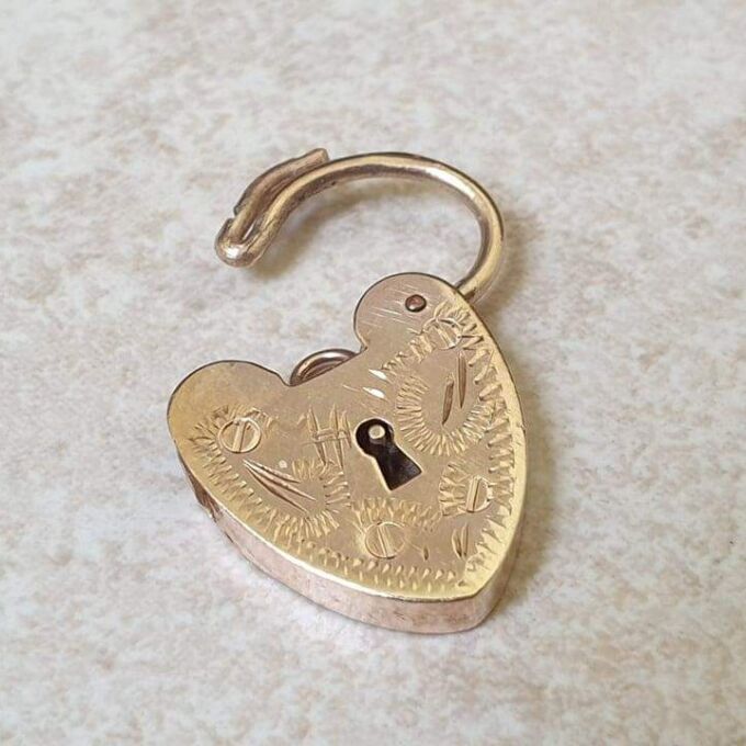 Engraved Front Small Padlock in 9ct Gold