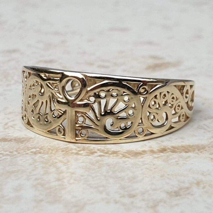 Ankh Patterned Ring in 9ct Gold, a UK P 1/2 or a US 8 1/4.