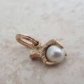 Tiny Faux Pearl Eagle Claw Pendant Charm in 9ct Gold