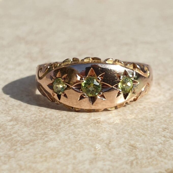 Peridot Gypsy Ring in 9ct Rose Gold,  a UK L 1/2 or a US 6.