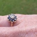 Sapphire and Diamond Cluster Ring in9ct Gold, a UK J 1/2 or a US 5 1/4