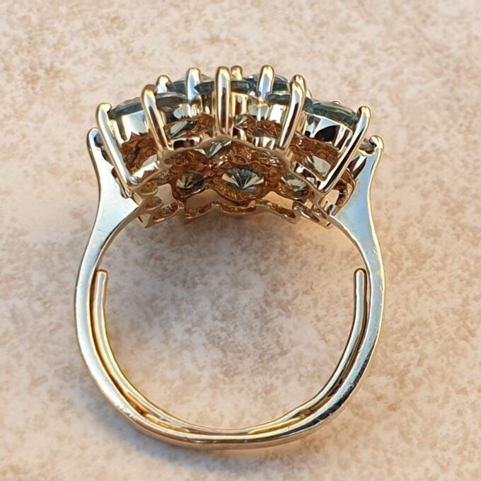 Huge Topaz Cluster Ring in 9ct Gold.