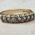 Blue Paste Half Eternity Stacking Band in 9ct Gold,  a UK M 1/2 or a US 6 3/4.