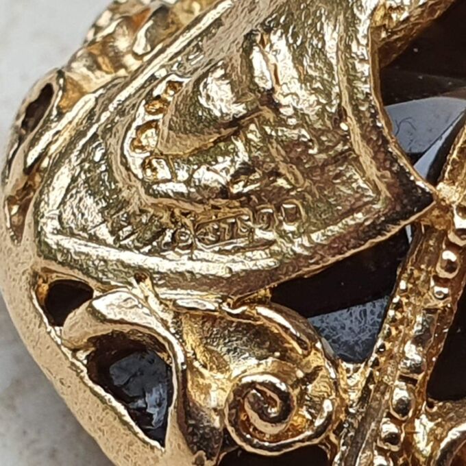 Huge England, Scotland, Wales Emblem Fob Pendant with Smoky Quartz in 9ct Gold