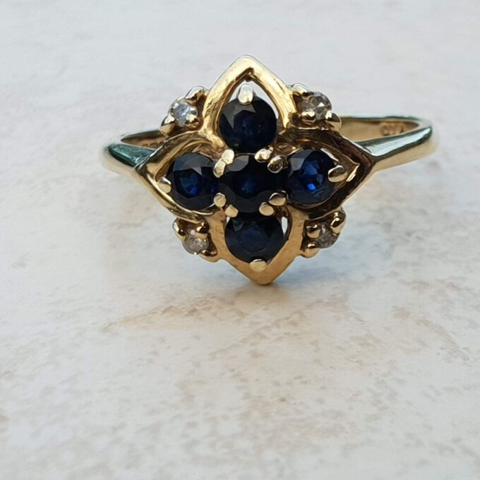 Sapphire and Diamond Ring in 9ct Gold
