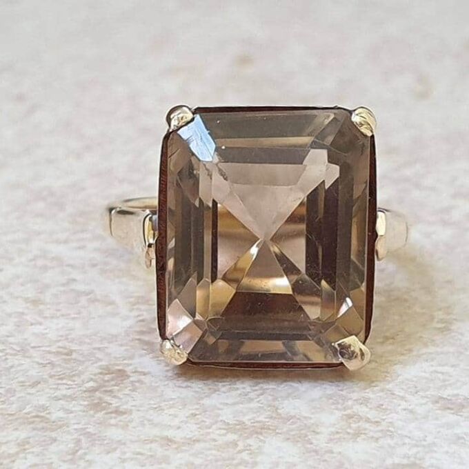 Huge Quartz Solitaire Ring in 9ct Gold