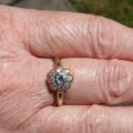 Topaz and Paste Daisy Cluster Ring in 9ct Gold,  a UK N or a US 7.