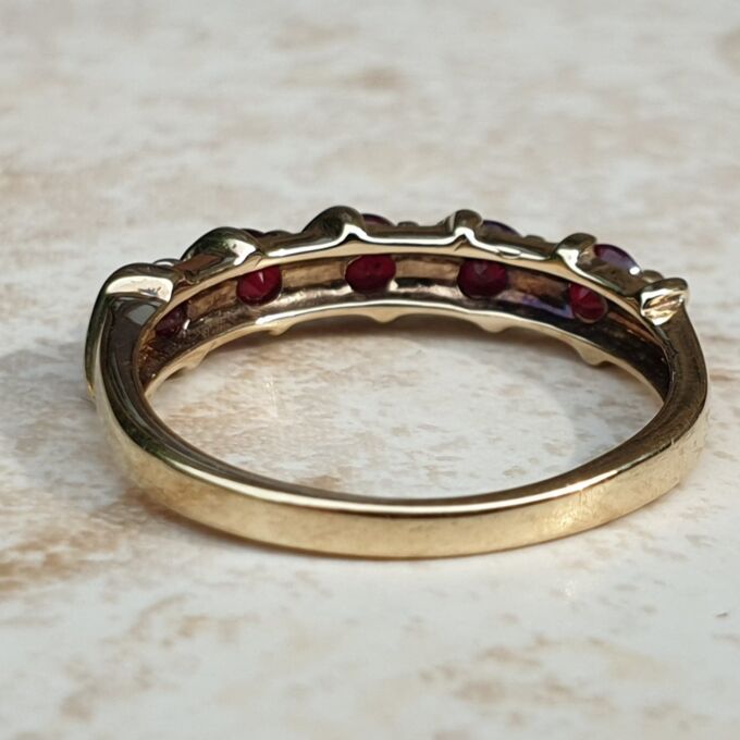 Five Stone Ruby Ring in 9ct Gold.